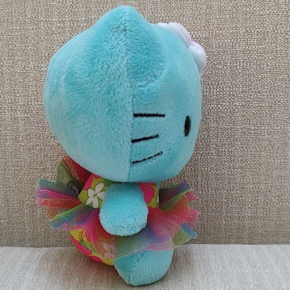 TY Hello Kitty by Sanrio Aqua Blue Tropical Flower 6" Plush 2014 - Picture 4 of 9